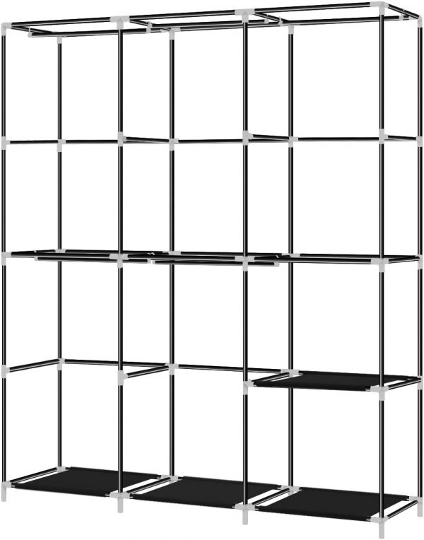 Rukasto ワードローブ カバー付き幅125×奥行44×高さ165cm ブラック - 画像 (4)