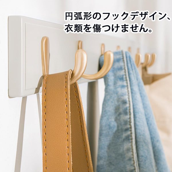 ウォールハンガー 壁掛けフック 長めのデザイン 半円形の壁 フック壁掛けハンガー 省スペース 高耐荷重 (白い, 6連) - 画像 (3)