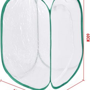 昆虫飼育箱 植物ケージ 標本箱 折り畳み虫かご 昆虫ケージ ポップアップハウジング 通気性 ネット 3色 (E 大 緑辺 ホワイト網
