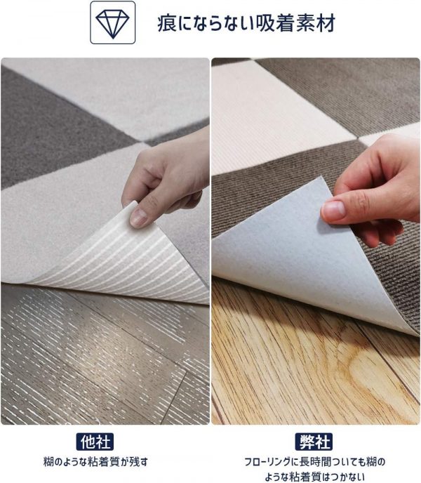 ジョイントマット 【30*30cm 40枚（約3.2畳） モカ/アイボリー】 タイルカーペット ずれない 防音 洗えるカーペット ペット用 パンチカーペット ペット/高齢者の滑り止め対策 - 画像 (4)