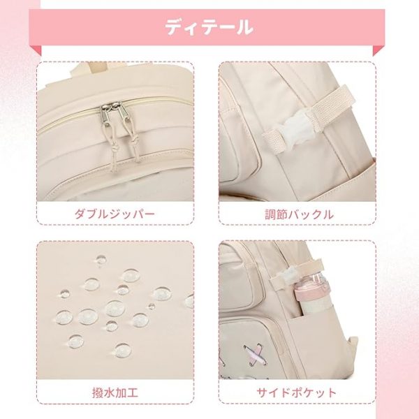 リュック 15.6インチPC対応 背面ポケット付き 通学 旅行 アウトドア - 画像 (4)