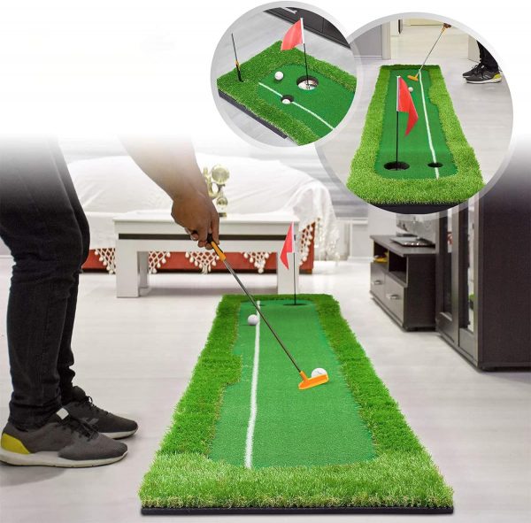 ゴルフ練習用パターマット ゴルフパター パッティング グリーン 誘導ライン有 サイズ300×50cm 300×75cm - 画像 (4)