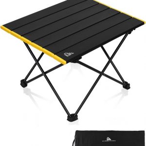 iClimb 折りたたみテーブル キャンプ テーブル アウトドア テーブル 41×34.5×29cm ロールテーブル コンパクト アルミ製 軽量 【耐荷重30kg】 ミニテーブル キャンプ用品 耐熱 防酸化処理 つや消し 収納袋付き