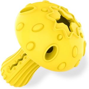 犬 おもちゃ 噛む 餌入れ おやつ入れ 【きのこ 型】知育玩具 ストレス解消 運動不足 丈夫 訓練玩具 中・小型犬に適用(イエロー)