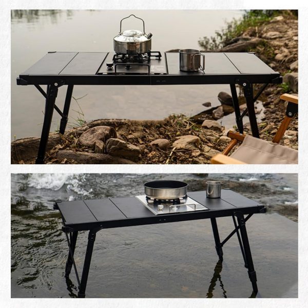 テーブル キャンプテーブル 折りたたみ コンパクトな収納 0.5ユニットアルミ合金天板 軽量 高さ38～55cm調節可能 3ユニット バーベキュー 焚き火 アウトドアテーブル 収納袋付き 日本語説明書付き - 画像 (3)