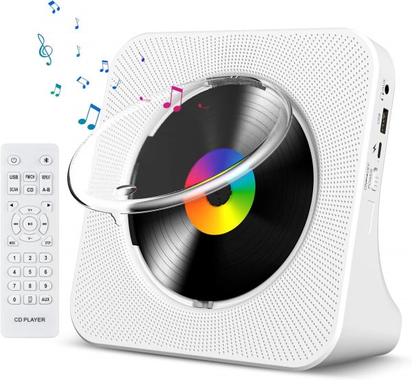 CD/FM/USB/AUXなどに対応 CDラジオ 防塵透明カバー付き LEDディスプレイ リモコン付き