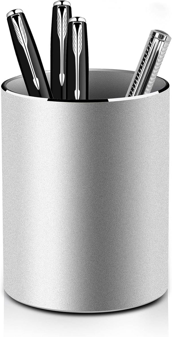 ペンホルダー 卓上 文房具 収納 鉛筆立て（シルバー）