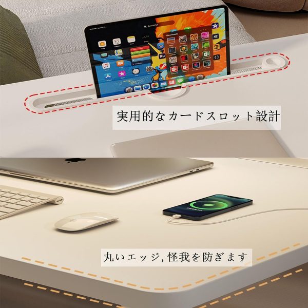 テーブル ベッドテーブル 小さいテーブル ミニテーブル おしゃれ 折りたたみテーブル 小さめ ローテーブル 折畳み テーブル 大容量 読書灯/ミニ引き出し付属 (70*48*32, 木色) - 画像 (6)