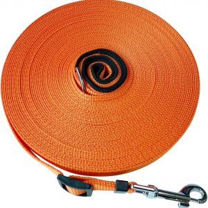 犬用リード ロング 牽引ロープ 長い 小型・中型・大型犬用 訓練・しつけ用 散歩 山登り 水に浮く ナイロン製 丈夫 長さ調節 係留ケーブル (20m, オレンジ)